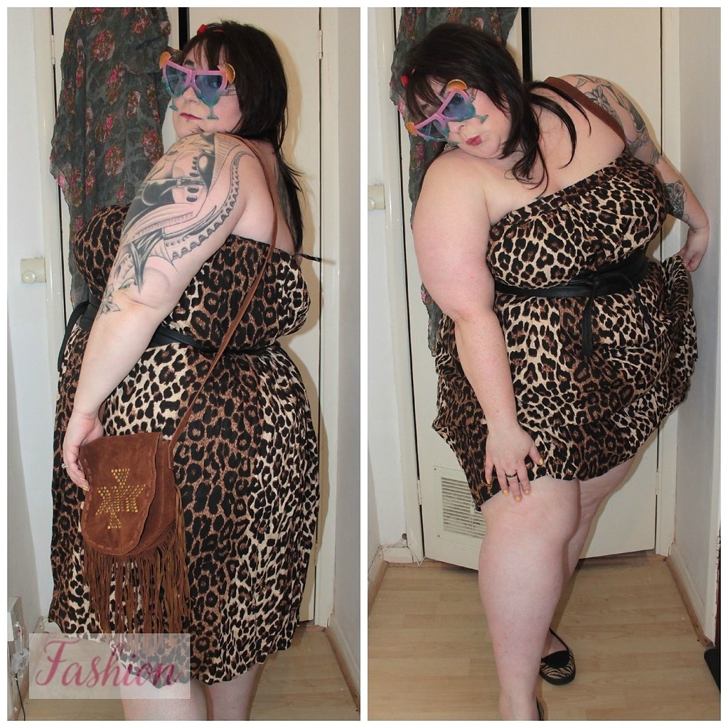 Толстая девушка в леопардовом