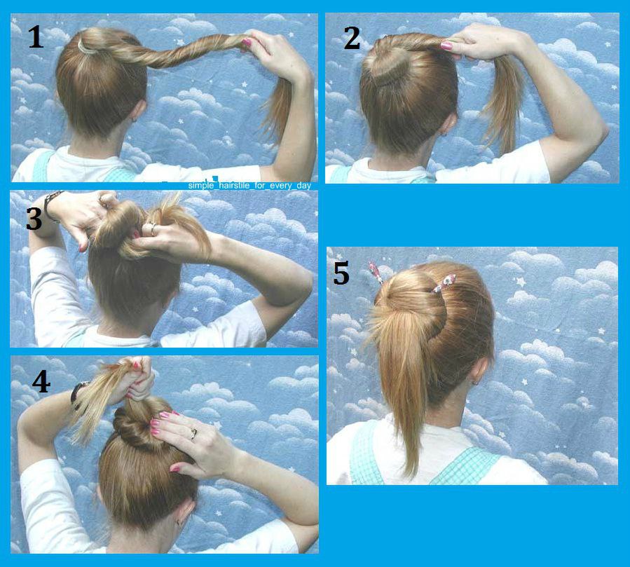 Как сделать хвост из волос без резинки поэтапно фото