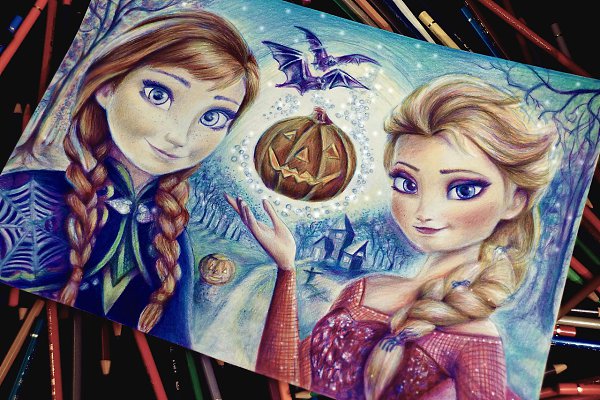 Anna and Elsa ( Halloween) WIP.