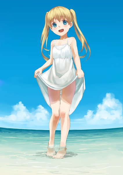 Blonde young anime outdoor