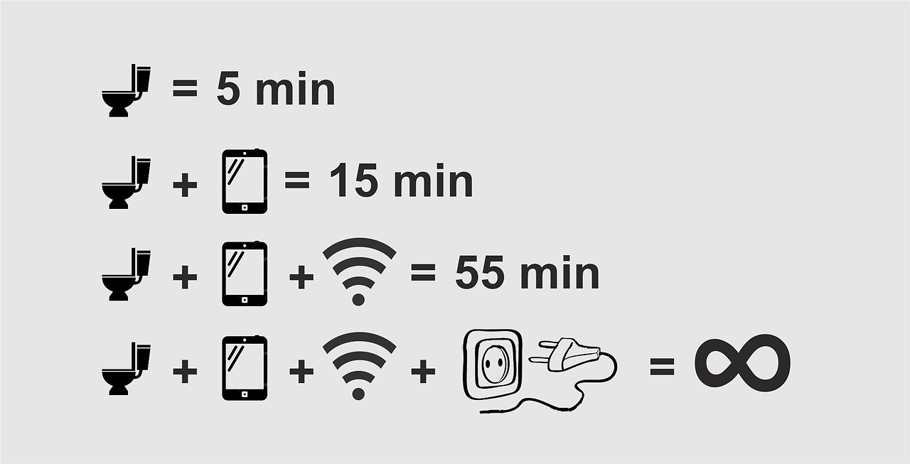Картинка про туалет и телефон