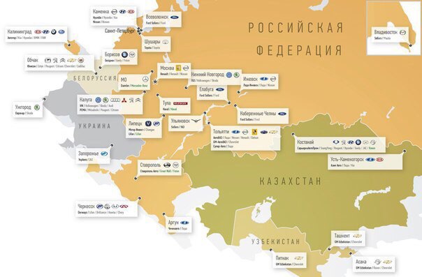 Автомобильные заводы карта