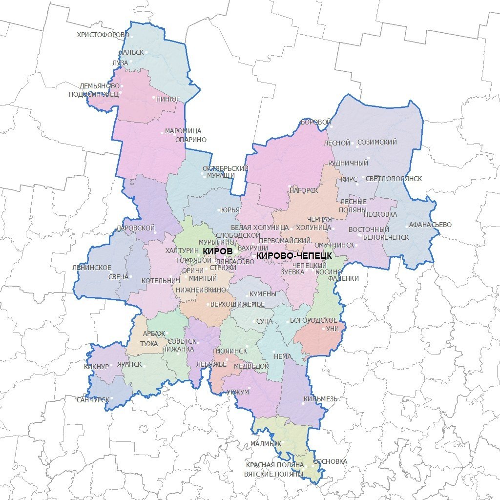 Подробная карта кировской области с районами подробная с деревнями