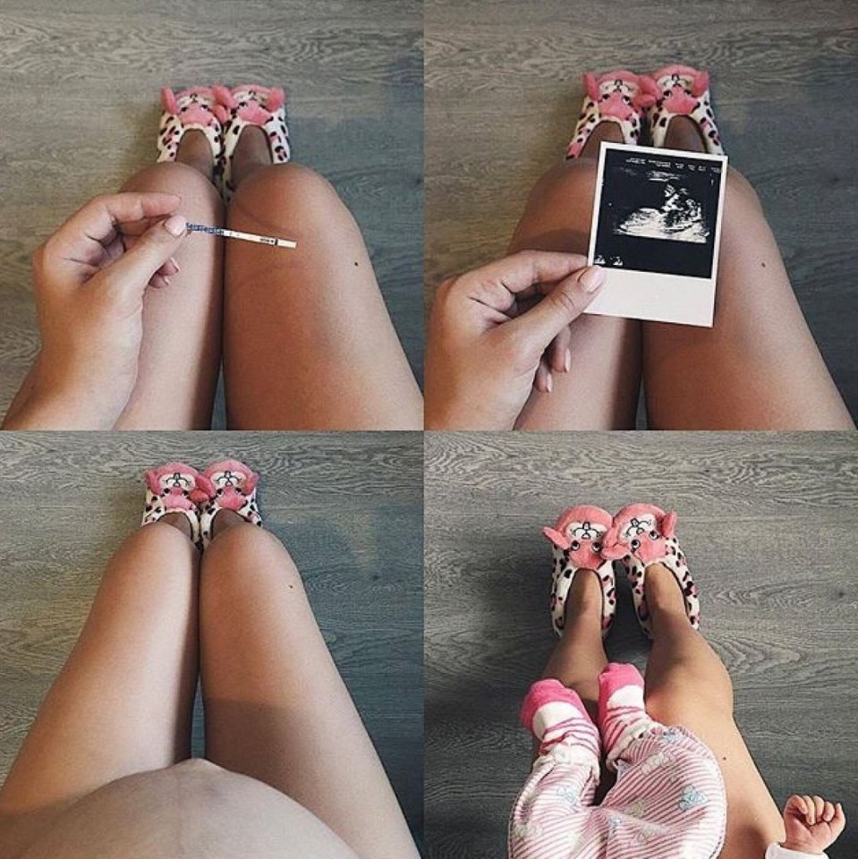 Фотоколлаж беременности с тестом