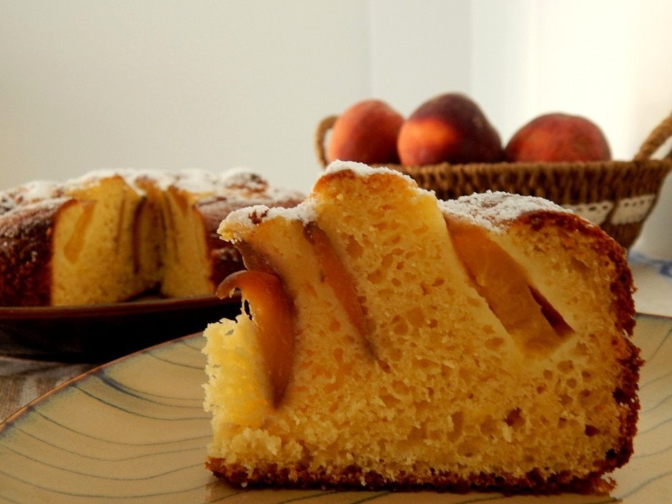 Пирог с персиками рецепт с фото пошагово в духовке