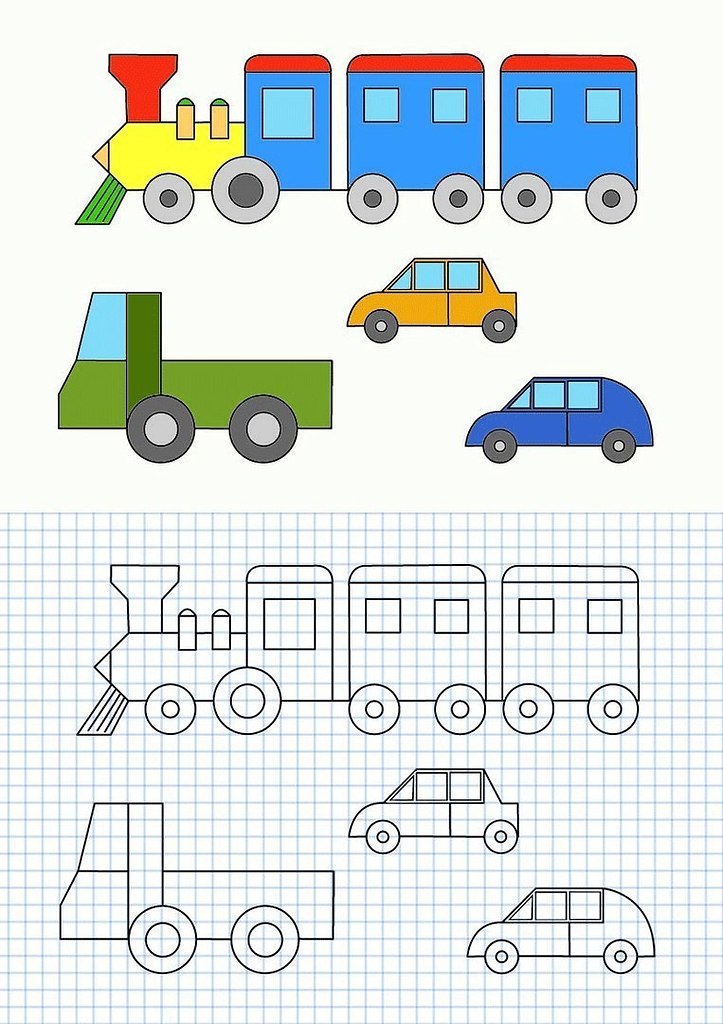 Машины по клеточкам в тетради рисовать
