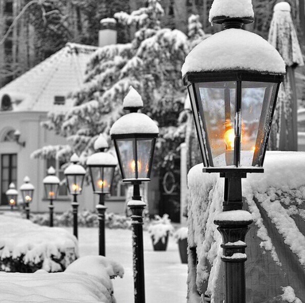 фото фонарей зимой