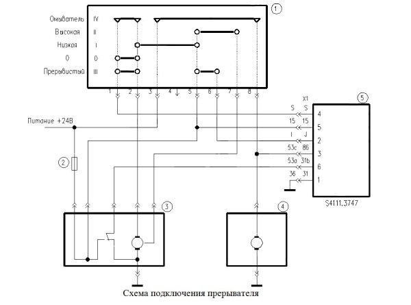 Схема подключения стеклоочистителя маз - 91 фото