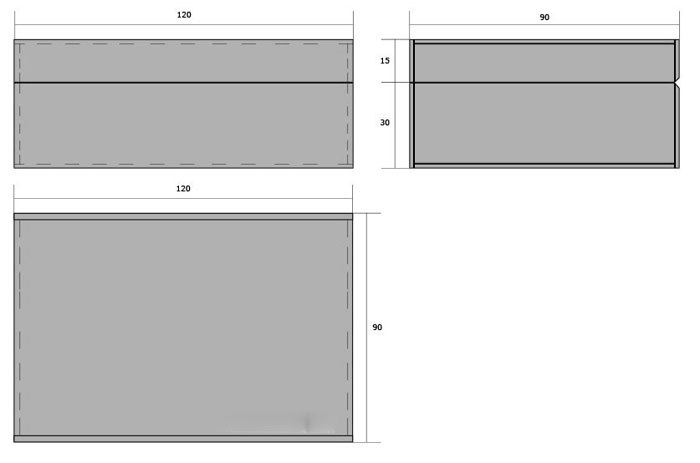 Чертеж шкатулки с размерами