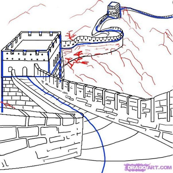 Китайская стена нарисовать легко