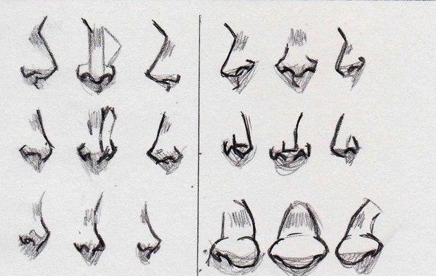 Как рисовать нос с разных ракурсов