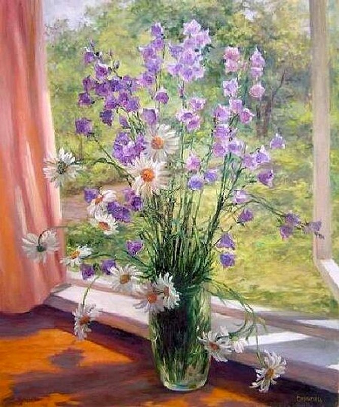 Картина лук на окне