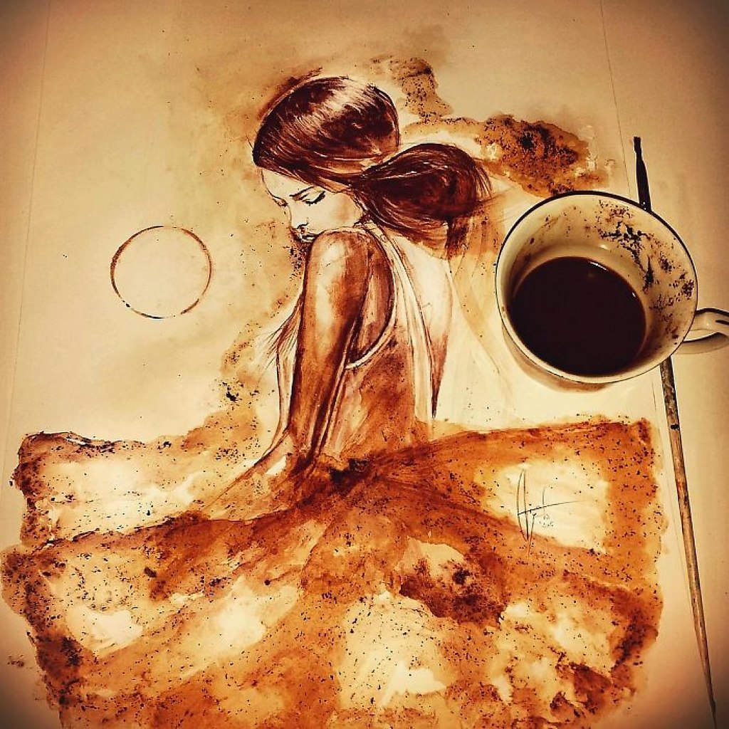 Картины нарисованные кофе