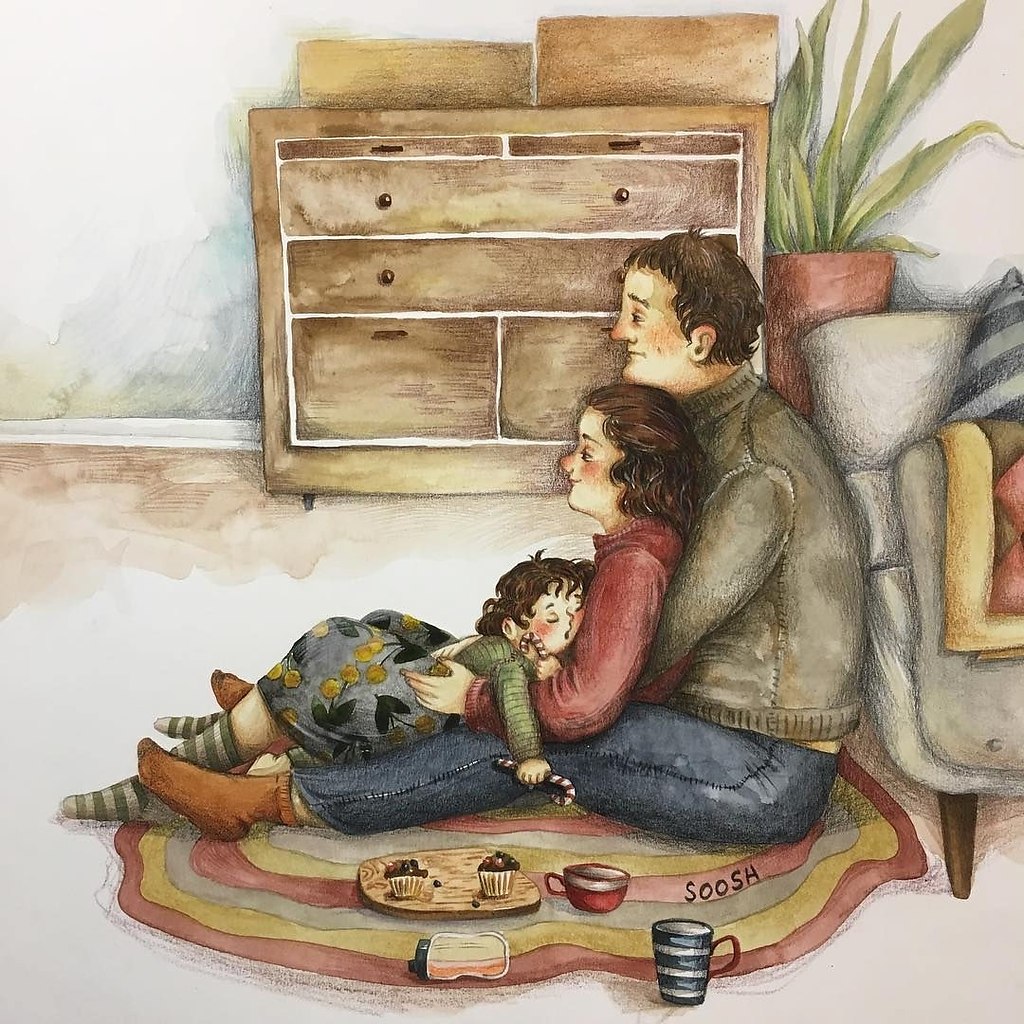 Милые и уютные семейные иллюстрации