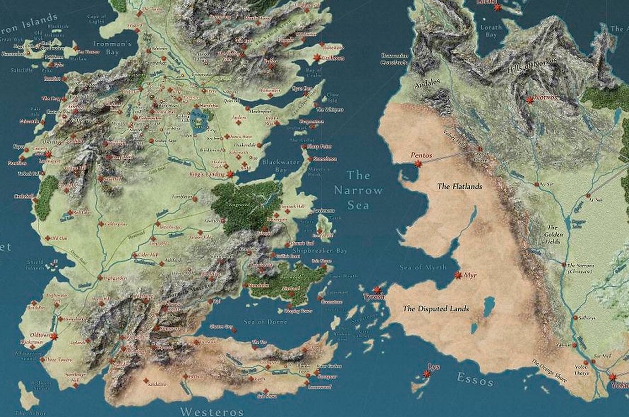 Карта вестероса и эссоса на русском языке с городами подробная большая
