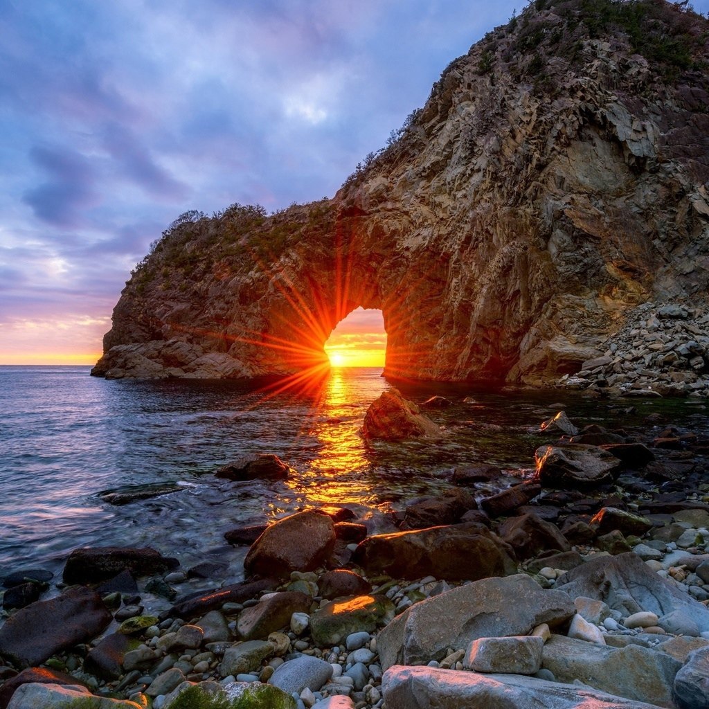 Природа море скалы солнце