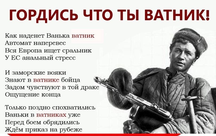 И за тем. Я ватник. Да я ватник. Я ватник стихотворение. Я горжусь что я русский.