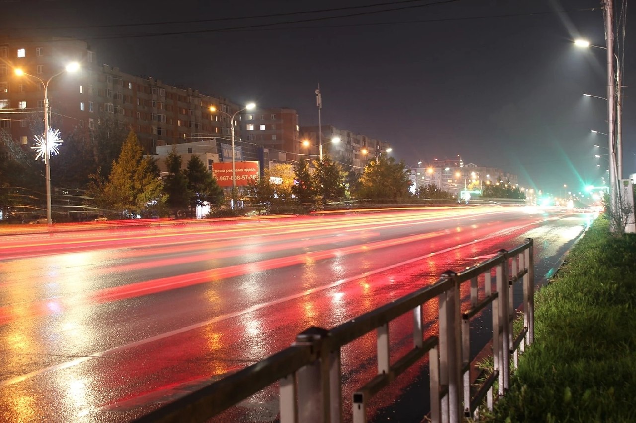 Красноярский мост ночью