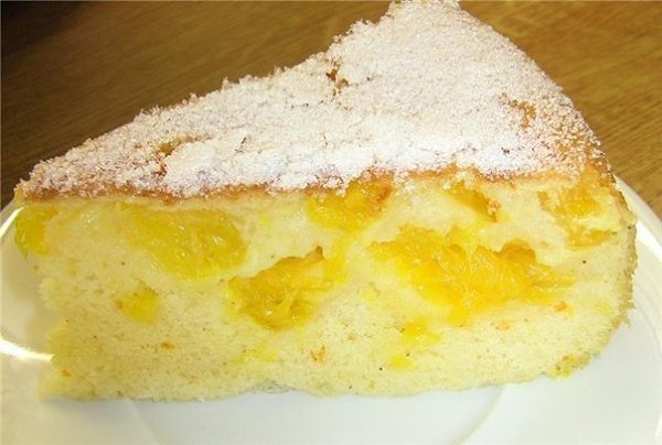 Апельсиновая шарлотка - вкусная домашняя выпечка.Ингредиенты: пшеничная мука - 1,5 стакана сахарный ...