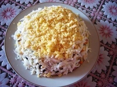 Салат "Гусарский" Ингредиенты: 3 отварные картофелины, 1 средняя луковица, 3 яйца, ...