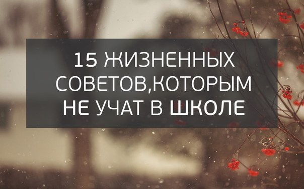 5 жизненных советов, которым не учат в школе.1. Не стойте в стороне, когда дело касается вашей ...