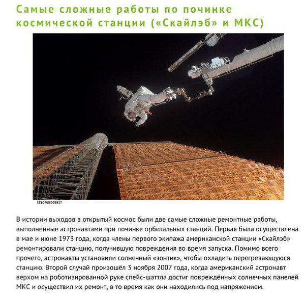 10 самых запомнившихся выходов в открытый космос. - 10