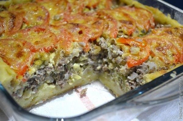 ОТКРЫТЫЙ МЯСНОЙ ПИРОГ.(из картофельного теста)Ингредиенты:Для теста: 200 г картофеля (одна большая ... - 9