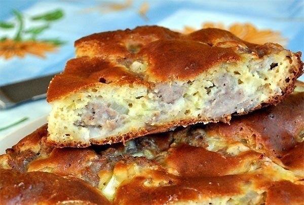 Пирог с мясом «Легче не бывает».Лучшего теста для наливных пирогов я нигде не встречала.Основное его ...