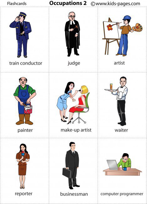 Occupations flashcards. Occupations flashcards showing: cook, crossing guard, doctor, policeman, ... - 2