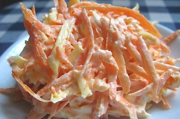 Морковный салат с яйцом.на 100грамм - 94.03 ккал, Б/Ж/У - 6.6/5.65/4.34Ингредиенты:Морковь — 4-5 ...