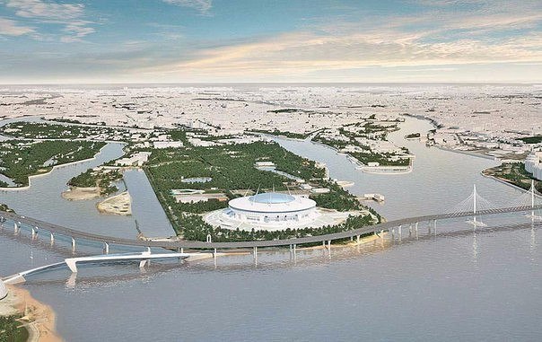 В городе начали строить новый пешеходно-транспортный мост.В Петербурге приступили к строительству ...