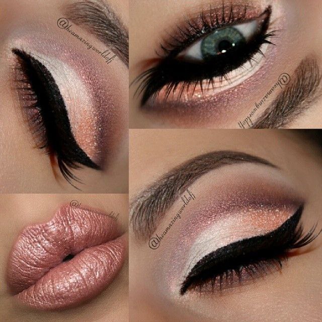 Shiny bronze lips and eyes