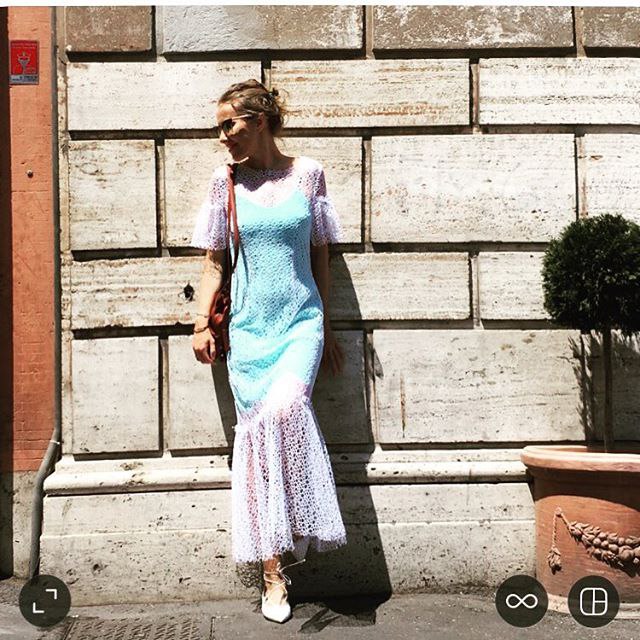 Just chilling in Rome before big @maisonvalentino event.Wearing @walkofshamemoscow dress