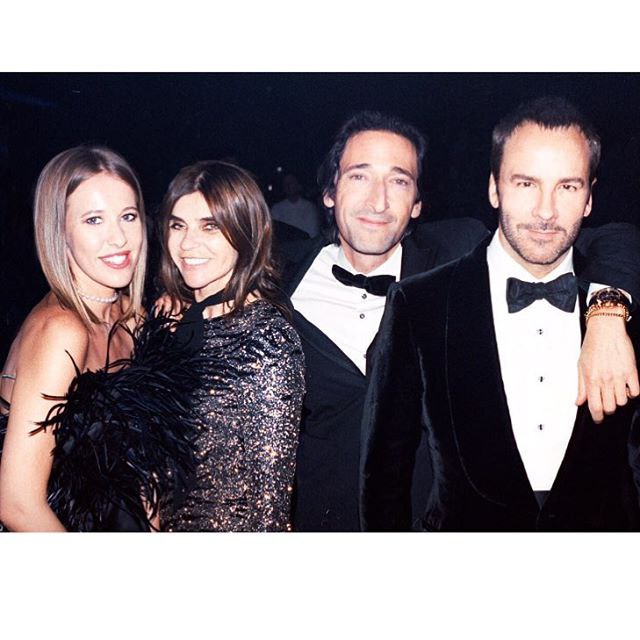 #tbt last year #amfar with @carineroitfeld @tomford and @adrienbrody wearing new designer ...