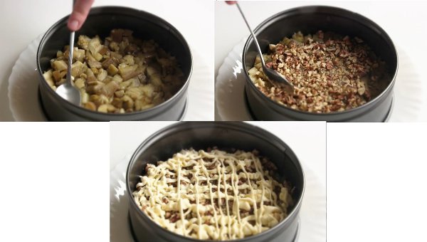 Слоеный салат с сыром и баклажанами