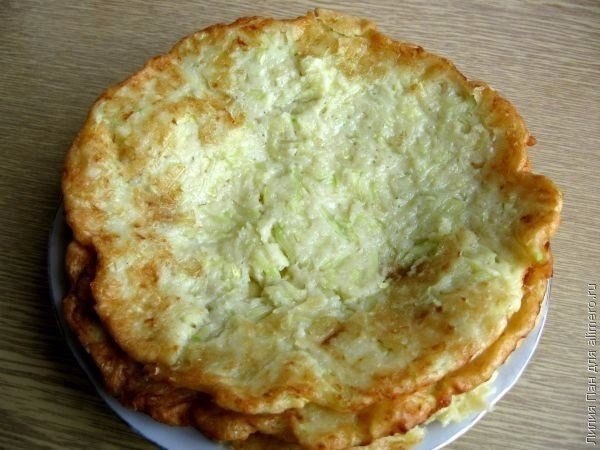 Кабачковый торт. Ингредиенты: Кабачки – 2 шт. Яйца – 2-3 шт. Мука – 0,5 ст. Соль – по вкусу Помидоры ... - 6