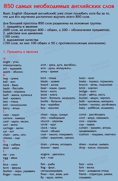 850 слов, которые помогут вам свободно говорить на английском языке.