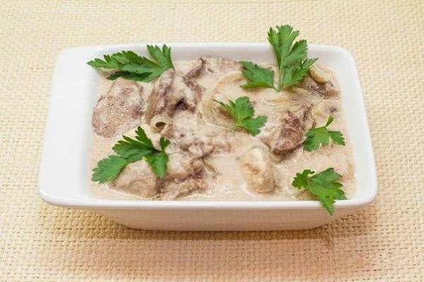 Куриная печень с грибами в сливочном соусе. Ингредиенты на 6 порций: 1 кг куриной печени (у меня ...