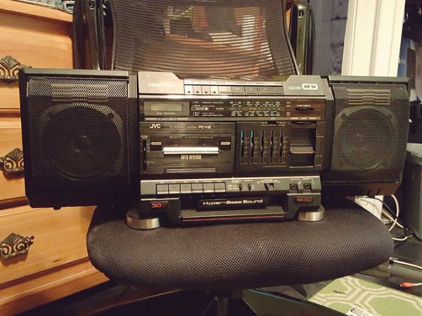 found an old JVC boombox in the attic and you gotta hand it to the 80s for making their shit LAST, ...