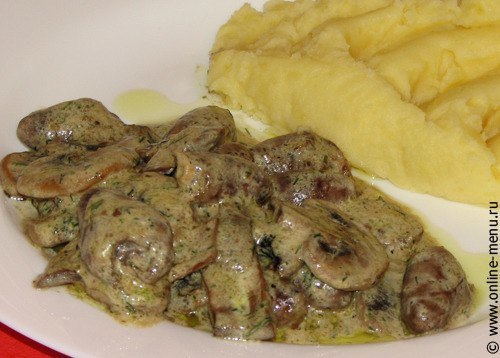 Куриные сердечки с шампиньонами.на 100грамм - 108.59 ккалБ/Ж/У - 10.15/6.56/2.6Ингредиенты:Куриные ...