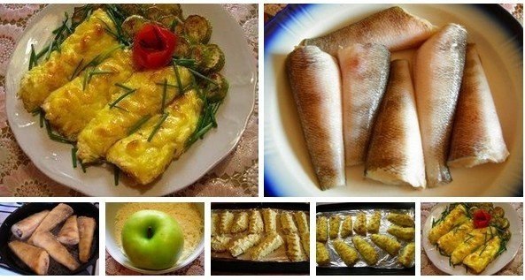 Рыба по-гречески.ИнгредиентыРыба (хек, минтай, ледяная, судак) - 1кг.1 большое яблоко зеленых ...