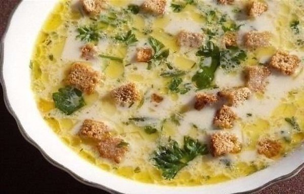 Сырный суп с шампиньонами и сухариками .на 100грамм - 50.36 ккалБ/Ж/У - ...