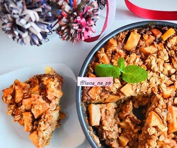 Запеченная овсяная каша с яблоком и корицей или овсяный пирог с яблоками .на 100грамм - 86.11 ...