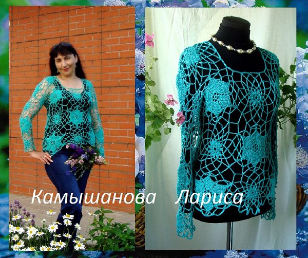 Всем-всем летнего денечка! Ажурная кофточка, Лазурь, украсит летний гардероб модниц и ценительниц ...