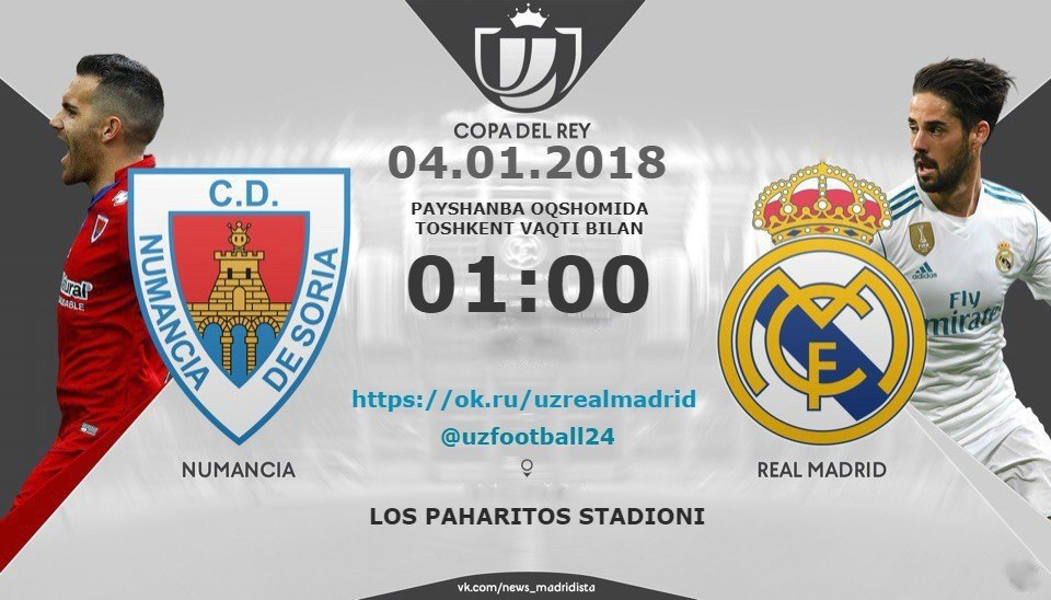 ''Real Madrid'' ishtirokida yangi 2018 yilning birinchi uchrashuvi. ***** Ispaniya kubogi 1/8 final, ...