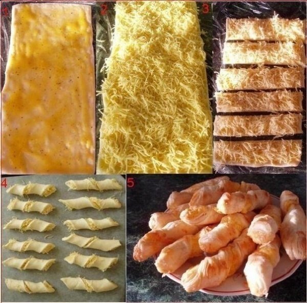 Сырные палочки.Приготовление:1.Размороженный лист слоеного теста смазать яичным желтком с солью и ...
