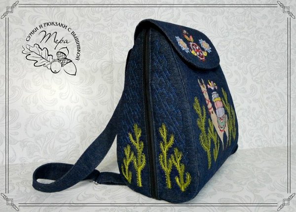 #шьем@fan_handmade.#вышиваем@fan_handmade НОВИНКА Рюкзак СП джинс ЛАМА. Рюкзак сшит из темно-синего ... - 2