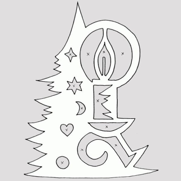 Новогодние вытынанки елки — шаблоны на окна больших размеров - 4