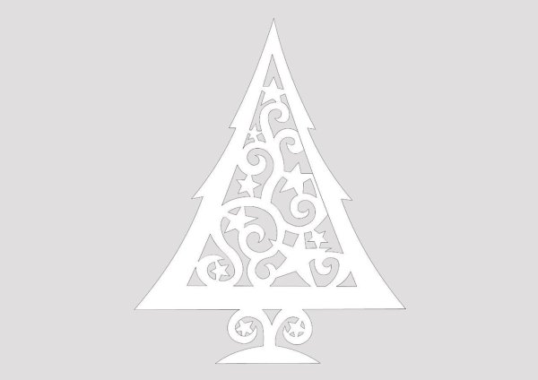 Новогодние вытынанки елки — шаблоны на окна больших размеров - 8