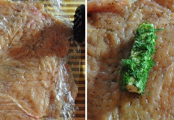 КОТЛЕТА ПО-КИЕВСКИ .ИНГРЕДИЕНТЫ: куриные грудки — 2 шт сливочное масло — 80 г зелень укропа соль ... - 3